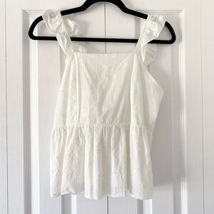 Urban Romantics White Peplum Dotted Top